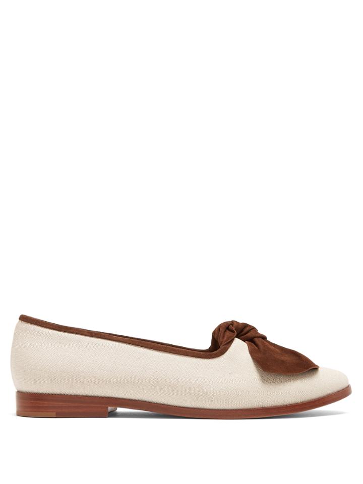 Mansur Gavriel Suede-bow Canvas Loafers