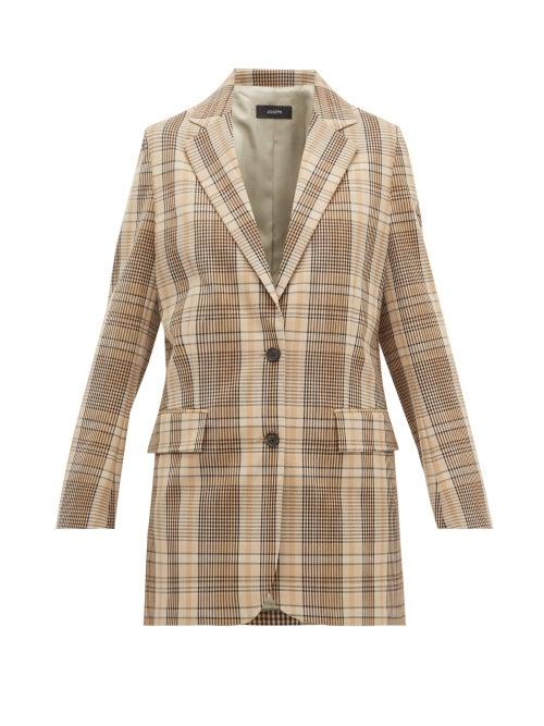 Matchesfashion.com Joseph - Madras-check Double-breasted Canvas Jacket - Womens - Beige Multi