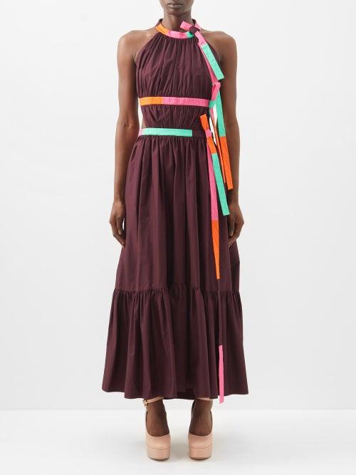 Roksanda - Niesha Cutout-back Cotton Halterneck Dress - Womens - Aubergine