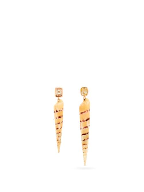 Dezso - Sapphire, Topaz, Shell & 18kt Gold Drop Earrings - Womens - Gold