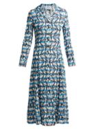 Matchesfashion.com Prada - Banana Print Striped Shirt Dress - Womens - Blue Print