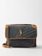 Saint Laurent - Niki Medium Quilted-denim Shoulder Bag - Womens - Denim