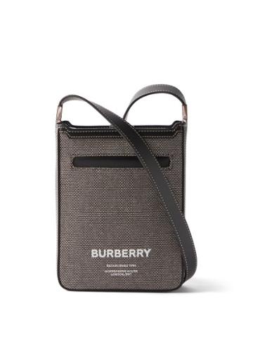 Burberry - Olympia Logo-print Leather Cross-body Bag - Mens - Grey