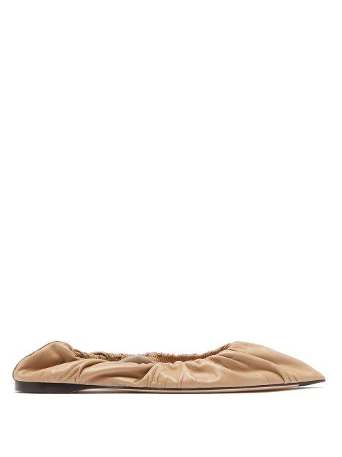 Matchesfashion.com Acne Studios - Babette Gathered Leather Flats - Womens - Nude