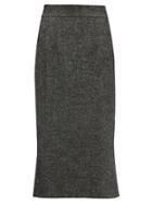 Matchesfashion.com Dolce & Gabbana - Fluted Wool Blend Tweed Skirt - Womens - Grey