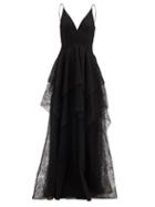 Matchesfashion.com Givenchy - Tiered Chantilly-lace Gown - Womens - Black