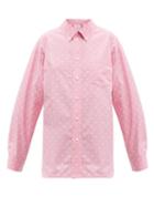 Matchesfashion.com Balenciaga - Mini Bb Print Oversized Cotton Poplin Shirt - Womens - Pink White