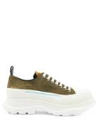 Matchesfashion.com Alexander Mcqueen - Tread Slick Platform-sole Suede Trainers - Mens - Khaki White