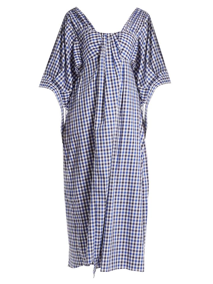 Teija Square-neck Cotton-gingham Dress