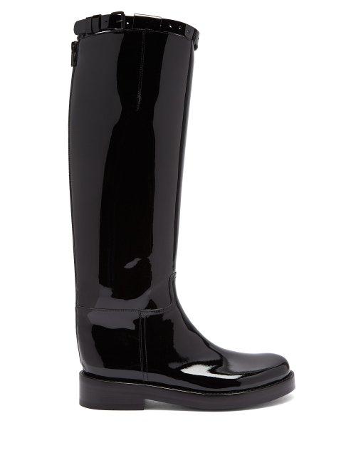 Matchesfashion.com Ann Demeulemeester - Knee High Patent Leather Boots - Womens - Black