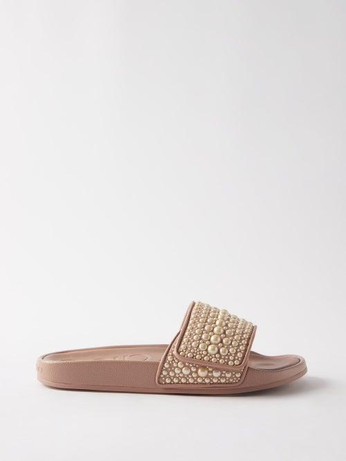 Jimmy Choo - Fitz Pearl-embellished Slides - Womens - Pink