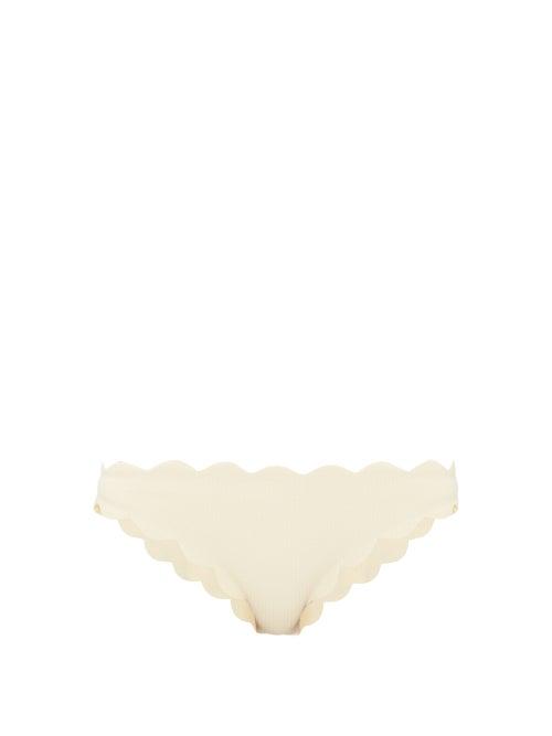 Matchesfashion.com Marysia - Antibes Scallop-edged Bikini Briefs - Womens - Cream