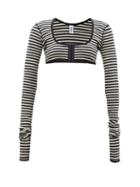 Vaquera - Striped Wool-blend Long-sleeved Cropped Top - Womens - Black White