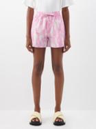 Ganni - High-rise Tie-dye Shell Shorts - Womens - Pink Multi