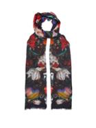 Matchesfashion.com Alexander Mcqueen - Drip Flower Print Silk Scarf - Womens - Black Multi