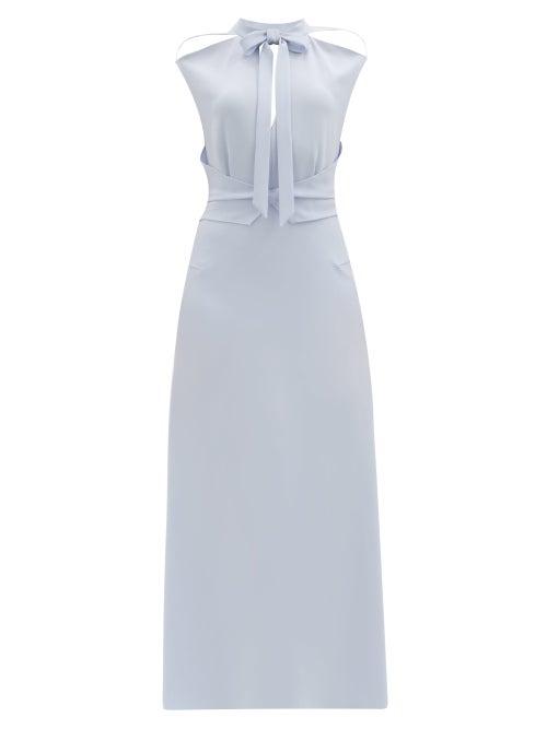 Matchesfashion.com Roland Mouret - Katios Cut-out Cady Midi Dress - Womens - Light Blue