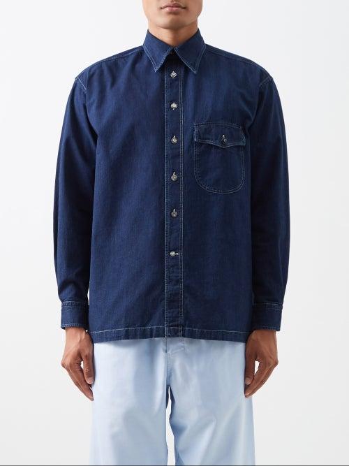 L.e.j - Flap-pocket Denim Shirt - Mens - Blue