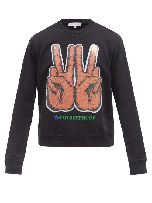 Walter Van Beirendonck - W Peace-print Cotton-jersey Sweatshirt - Mens - Black