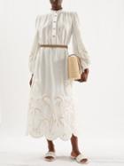 Zimmermann - Palm-embroidered Voile Dress - Womens - Ivory