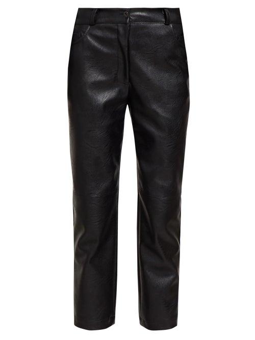 Matchesfashion.com Stella Mccartney - Hailey Faux Leather Straight Leg Trousers - Womens - Black