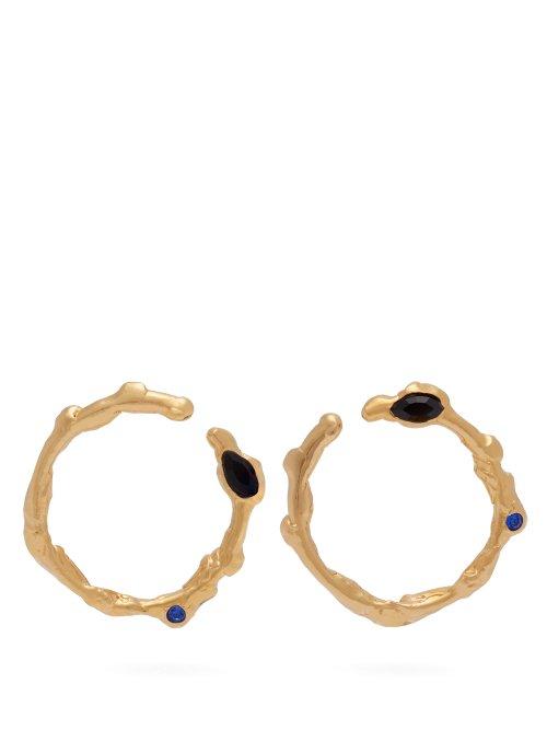 Matchesfashion.com Marni - Crystal Embellished Mismatched Hoop Earrings - Womens - Gold