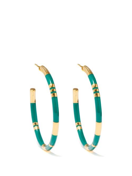 Aurlie Bidermann - Positano Resin & 18kt Gold-plated Hoop Earrings - Womens - Green Gold