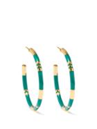 Aurlie Bidermann - Positano Resin & 18kt Gold-plated Hoop Earrings - Womens - Green Gold