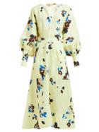 Matchesfashion.com Lee Mathews - Dolores Floral Print Midi Dress - Womens - Yellow Multi
