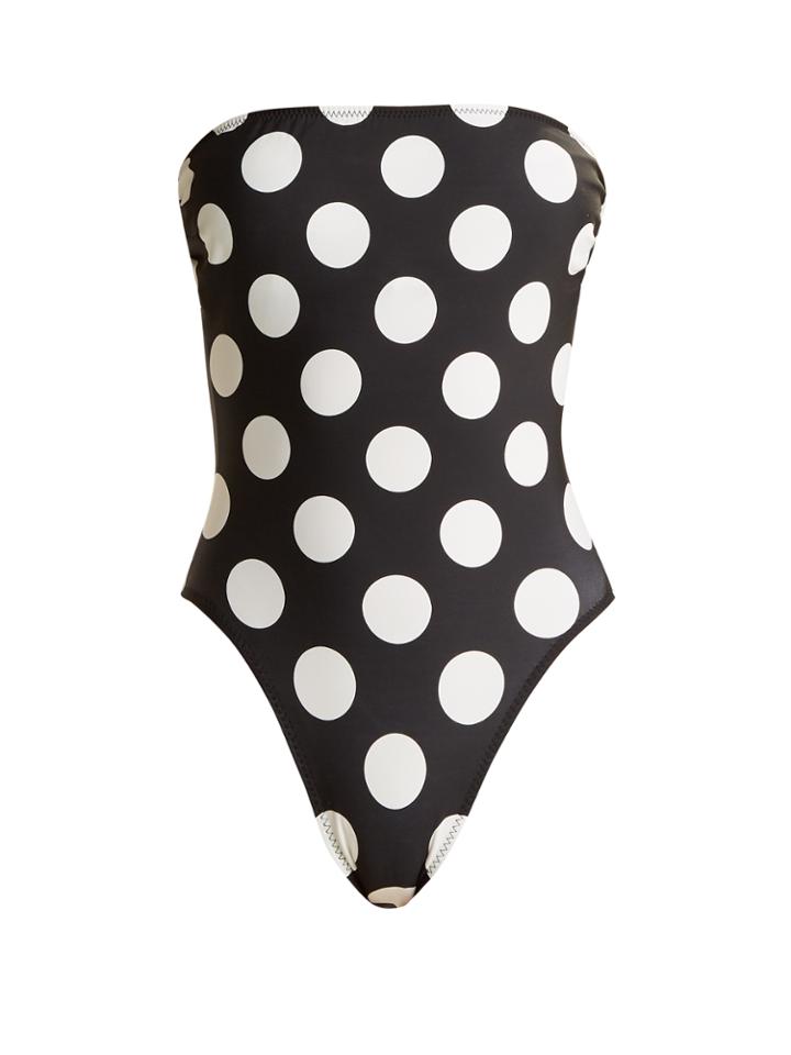 Norma Kamali Bishop Mio Polka-dot Print Swimsuit
