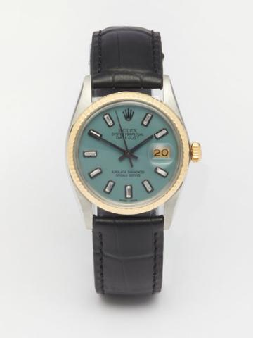 Lizzie Mandler - Vintage Rolex Datejust 36mm Diamond & Gold Watch - Mens - Light Blue