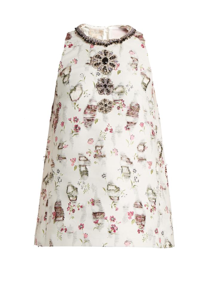 Giambattista Valli Embellished Floral-embroidered Top