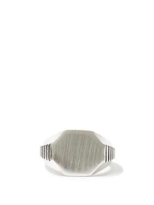 Matchesfashion.com Emanuele Bicocchi - Ridged-band Sterling-silver Signet Ring - Mens - Silver