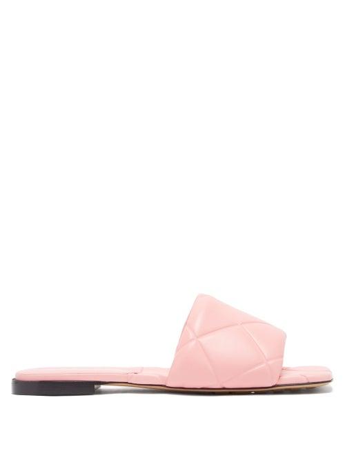 Matchesfashion.com Bottega Veneta - The Lido Intrecciato-debossed Leather Slides - Womens - Pink