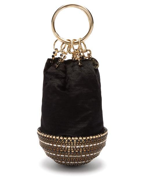 Matchesfashion.com Rosantica By Michela Panero - Ghizlan Crystal Base Velvet Clutch Bag - Womens - Black Gold