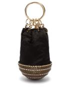 Matchesfashion.com Rosantica By Michela Panero - Ghizlan Crystal Base Velvet Clutch Bag - Womens - Black Gold