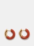 Bottega Veneta - Jasper & 18kt Gold-plated Hoop Earrings - Womens - Brown Gold