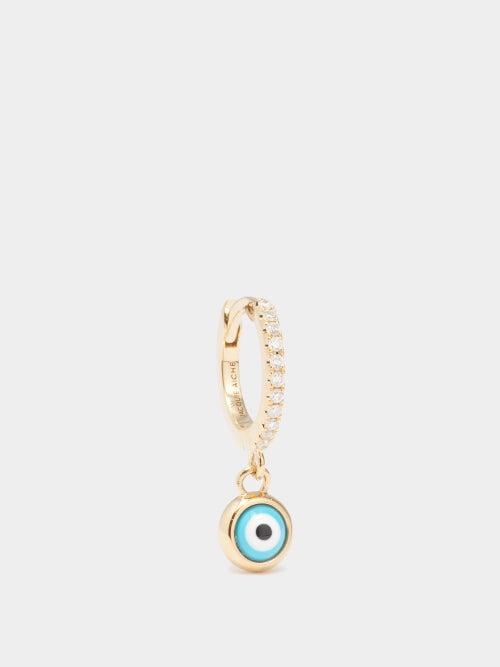 Jacquie Aiche - Diamond, Ceramic & 14kt Gold Single Earring - Womens - Blue Multi