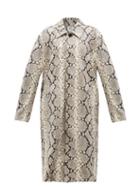 Vetements - Single-breasted Python-print Leather Coat - Womens - Beige
