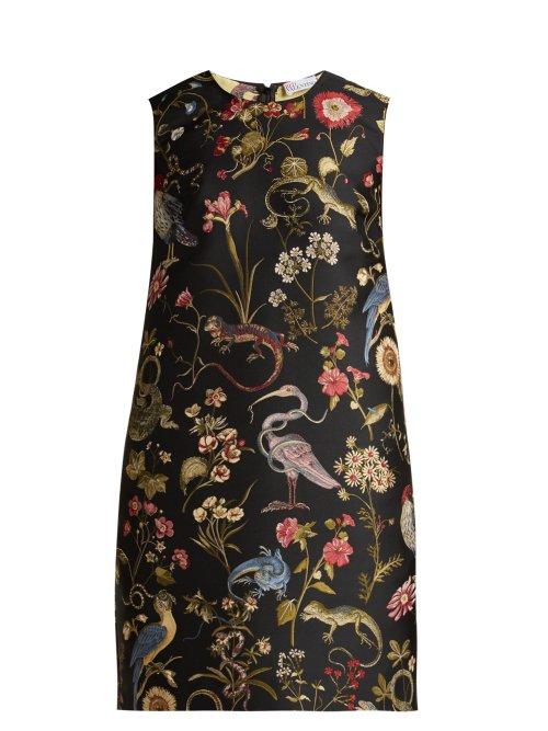 Matchesfashion.com Redvalentino - Floral Jacquard Shift Dress - Womens - Black Multi
