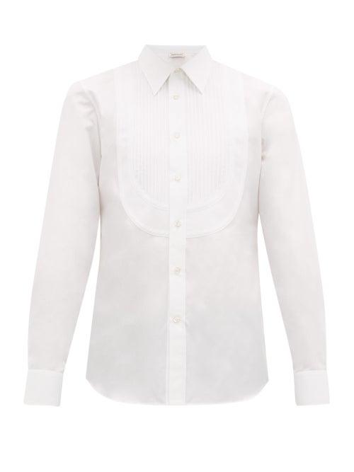 Matchesfashion.com Alexander Mcqueen - Pintuck-bib Cotton Tuxedo Shirt - Mens - White