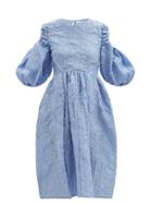 Cecilie Bahnsen - Eero Ruched-cutout Flecked-matelass Dress - Womens - Blue