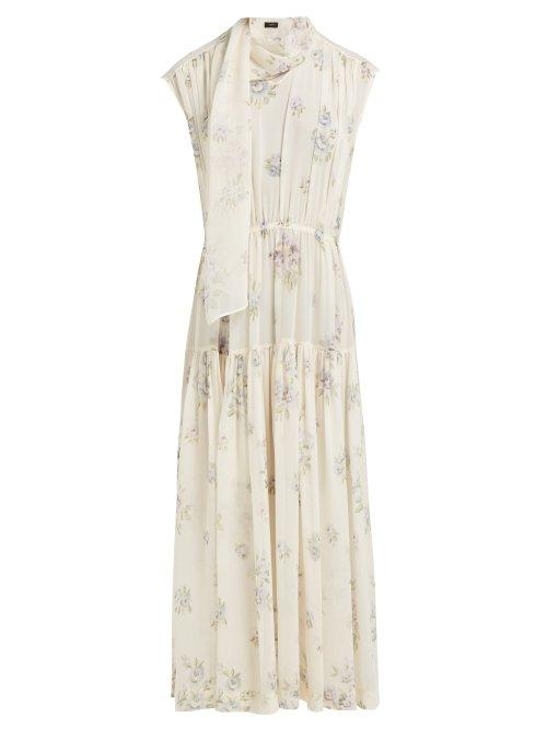 Matchesfashion.com Joseph - Ines Sleeveless Silk Dress - Womens - Cream Multi
