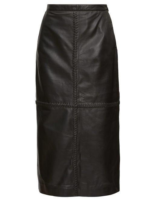 Matchesfashion.com Altuzarra - Mooney Panelled Leather Midi Skirt - Womens - Black