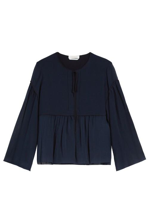 Chloé Gathered-seam Cotton And Silk-blend Top