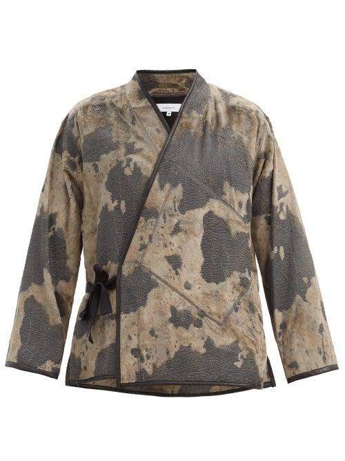 Matchesfashion.com Sasquatchfabrix - Holstein Abstract-print Velvet Wrap Jacket - Mens - Black