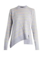 Matchesfashion.com Proenza Schouler - Panelled Crew Neck Striped Wool Blend Sweater - Womens - Blue Stripe