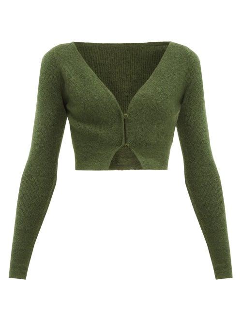 Matchesfashion.com Jacquemus - Alzou Mohair-blend Cropped Cardigan - Womens - Khaki