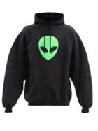 Matchesfashion.com Balenciaga - Alien-print Distressed Cotton Hooded Sweatshirt - Mens - Black