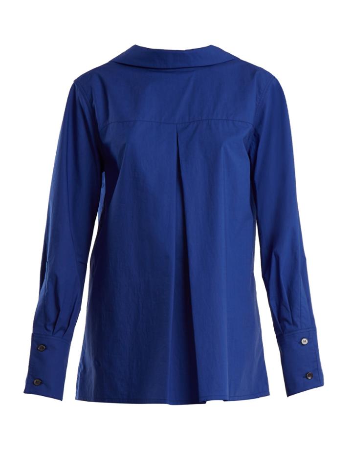 Marni Pleated-front High-neck Cotton Top