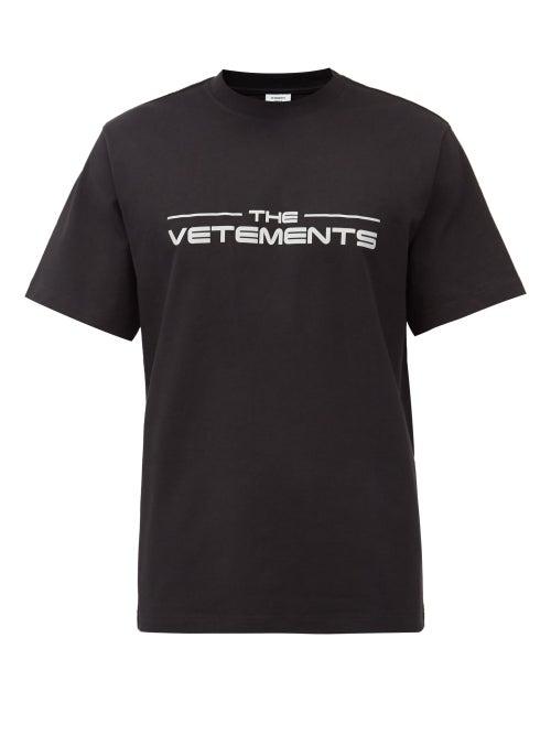 Matchesfashion.com Vetements - The Logo-print Cotton-jersey T-shirt - Mens - Black